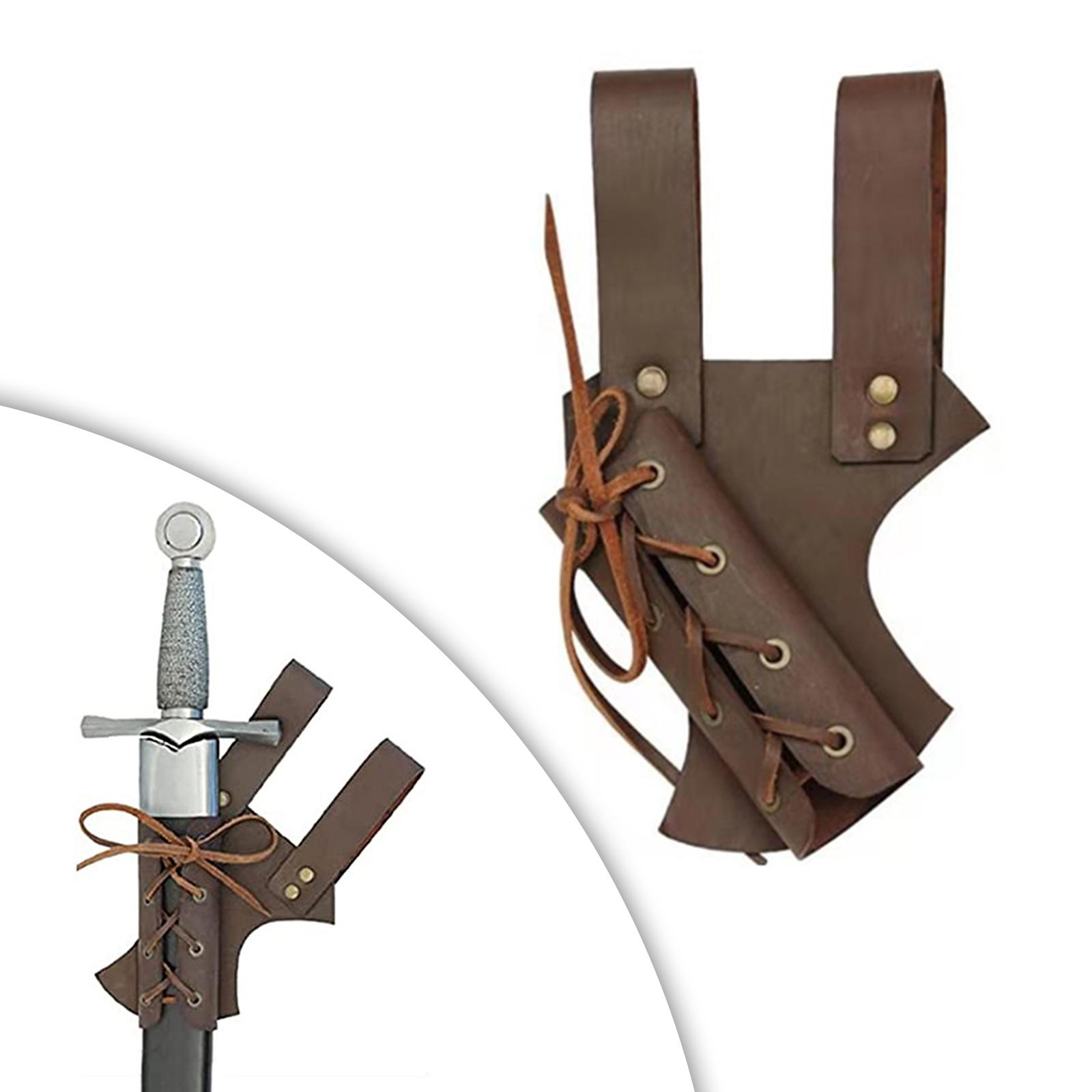 Medieval PU Leather Belt Sword Sheath Knight Dagger Cutlass Waist Scabbard for Men Pirate Cosplay Party Performance Stage Show