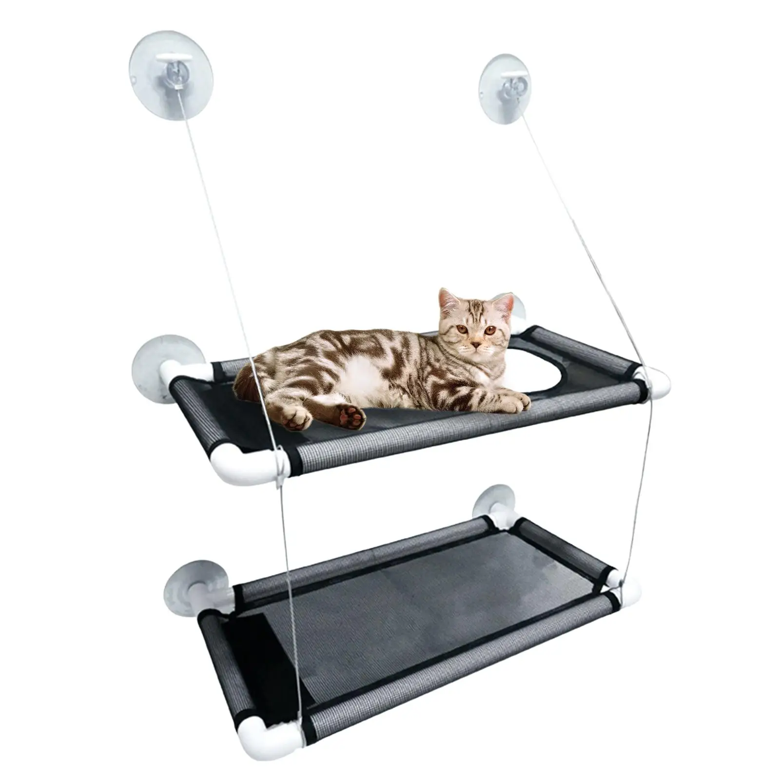 Double Layer Cat Window Perch Cat Hammock Cat Resting Shelf Window Mounted Perch Sunny Seat Pet Cat Bed for Basking Pet Supplies