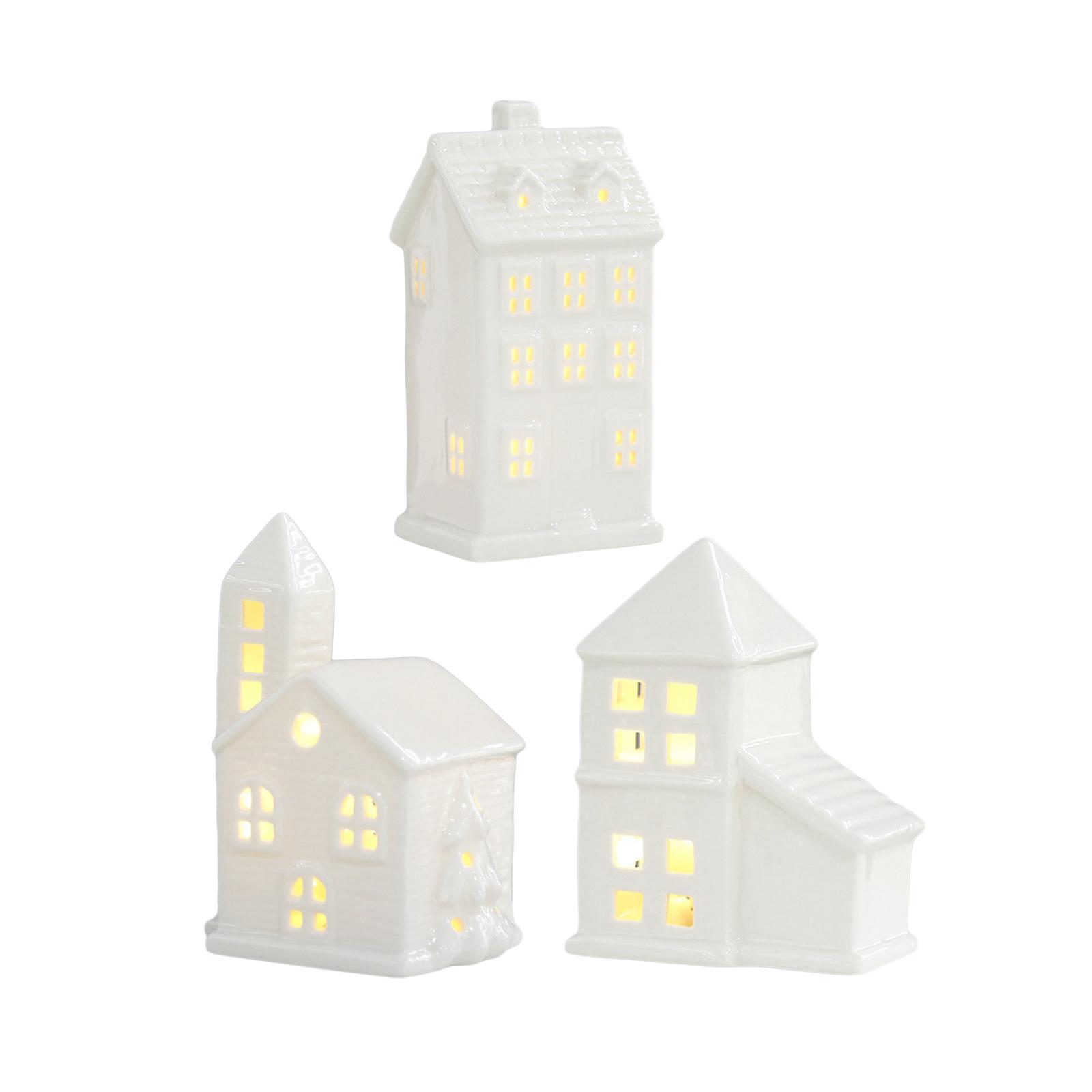 Description Picture 6 of itemLighted LED Christmas Village House Decoration Ceramic Building Figurine Statue for Shelf Table Centerpiece Desk Bedroom Party