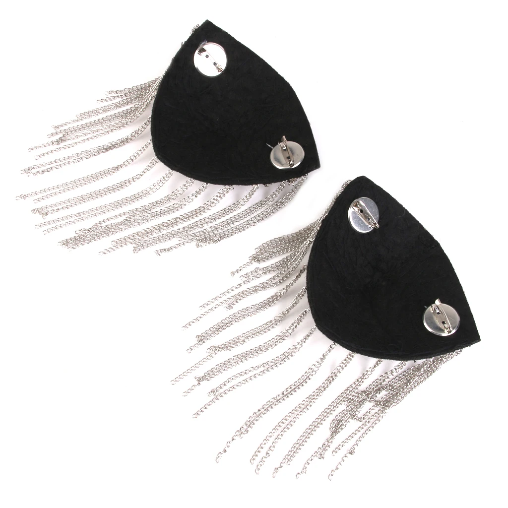 Tassel Chain Rivet Stud Shoulder Pad Array Badge Brooch 1 Pair