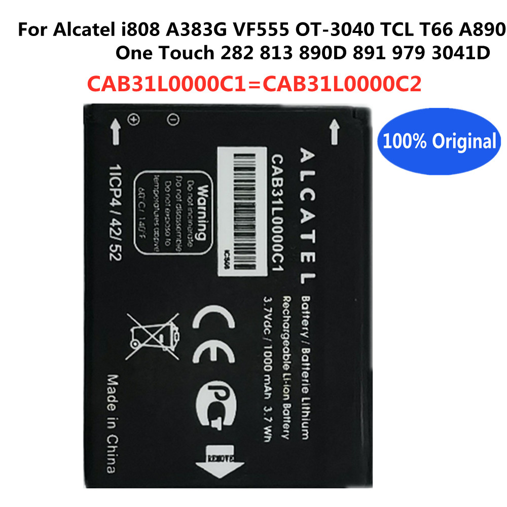 Высококачественный оригинальный аккумулятор CAB31L0000C1 CAB31L0000C2 для  Alcatel i808 A383G VF555 OT-3040 TCL T66 One Touch 282 813 890D 891