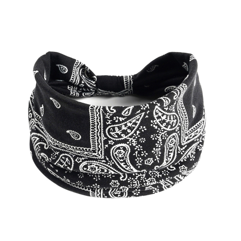 Boho Knoten Turbane Yoga elastische Kopf wickel Frauen Stirnband breite Haar bänder Kopf bedeckung gedruckt Bandanas Mode Haarband Zubehör – Detail 2