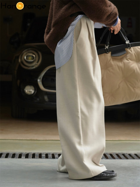TREEMINGBIRD◆Flowing Pleated Layered Pants 韓国人気 2WAY Flowing Pleated Layered Pants [ White ] - TREEMINGBIRD