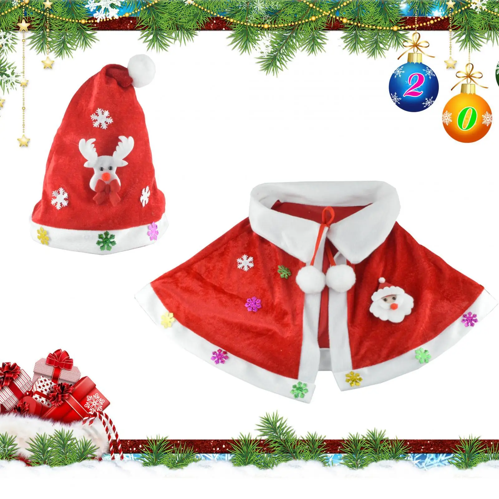 Christmas Costume Cloak Outfit Lace up Christmas Clothes Red Velvet Cape for Holiday Carnival New Year Halloween Costume Party