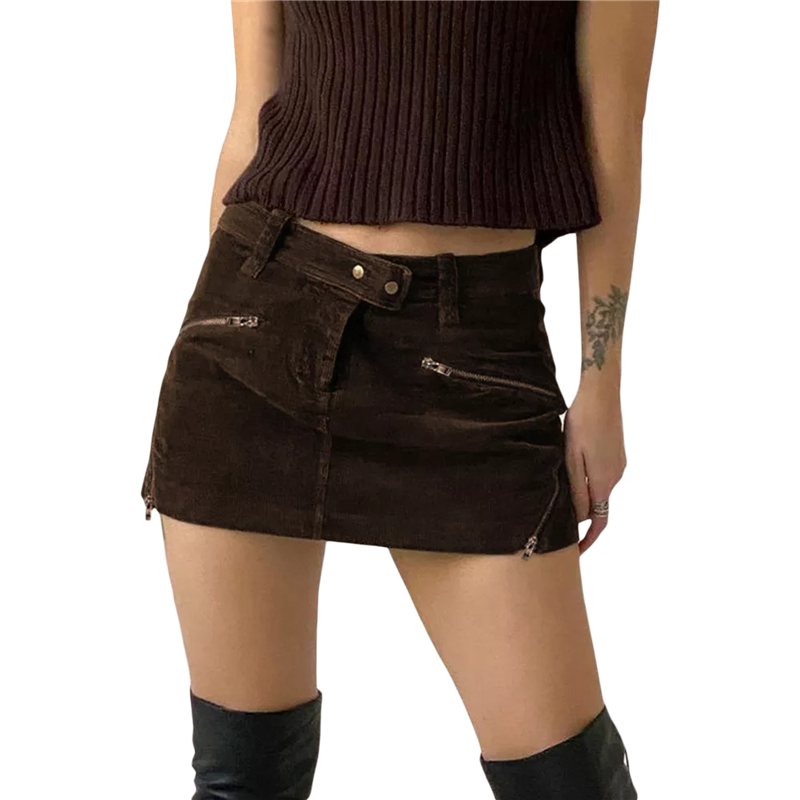 Vintage Skirt for Women Grunge Aesthetic Solid Color Skirts with Zipper Decor y2k 2000s Clothes Emo Skirt Streetwear 10 Vintage Skirt for Women Grunge Aesthetic Solid Color Skirts with Zipper Decor y2k 2000s Clothes Emo Skirt Streetwear