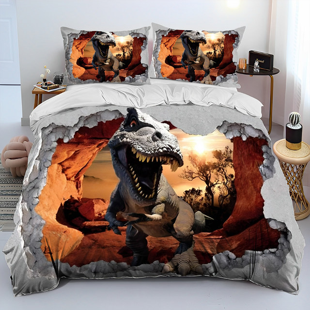 Dinossauro crianças jogo de cama cenário animal moda 3d duvet cover  conjunto consolador roupa gêmeo rainha rei único tamanho dropshipping -  AliExpress