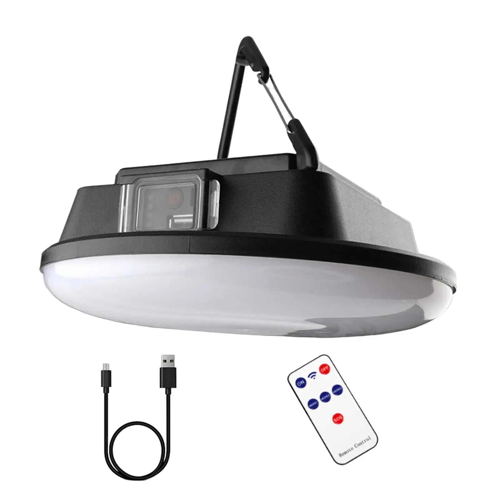 Solar Powered Camping Lantern Adjustable Lights USB Input Output Remote Control