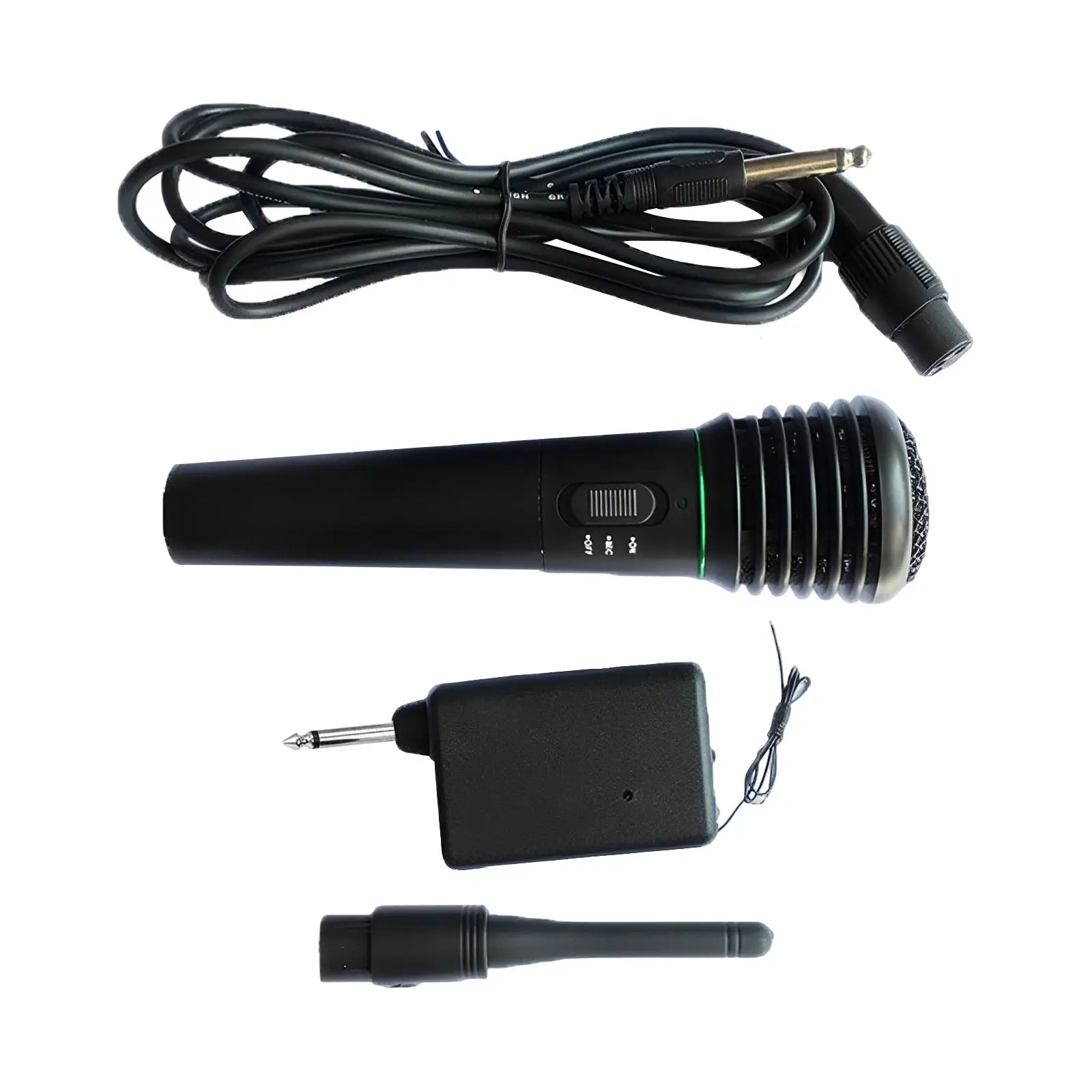 Handheld Cordless Dynamic Mic 2 in 1 with Receiver Vocal Microphone Wired Microphone for Audio Home KTV Tablet Computer Laptop