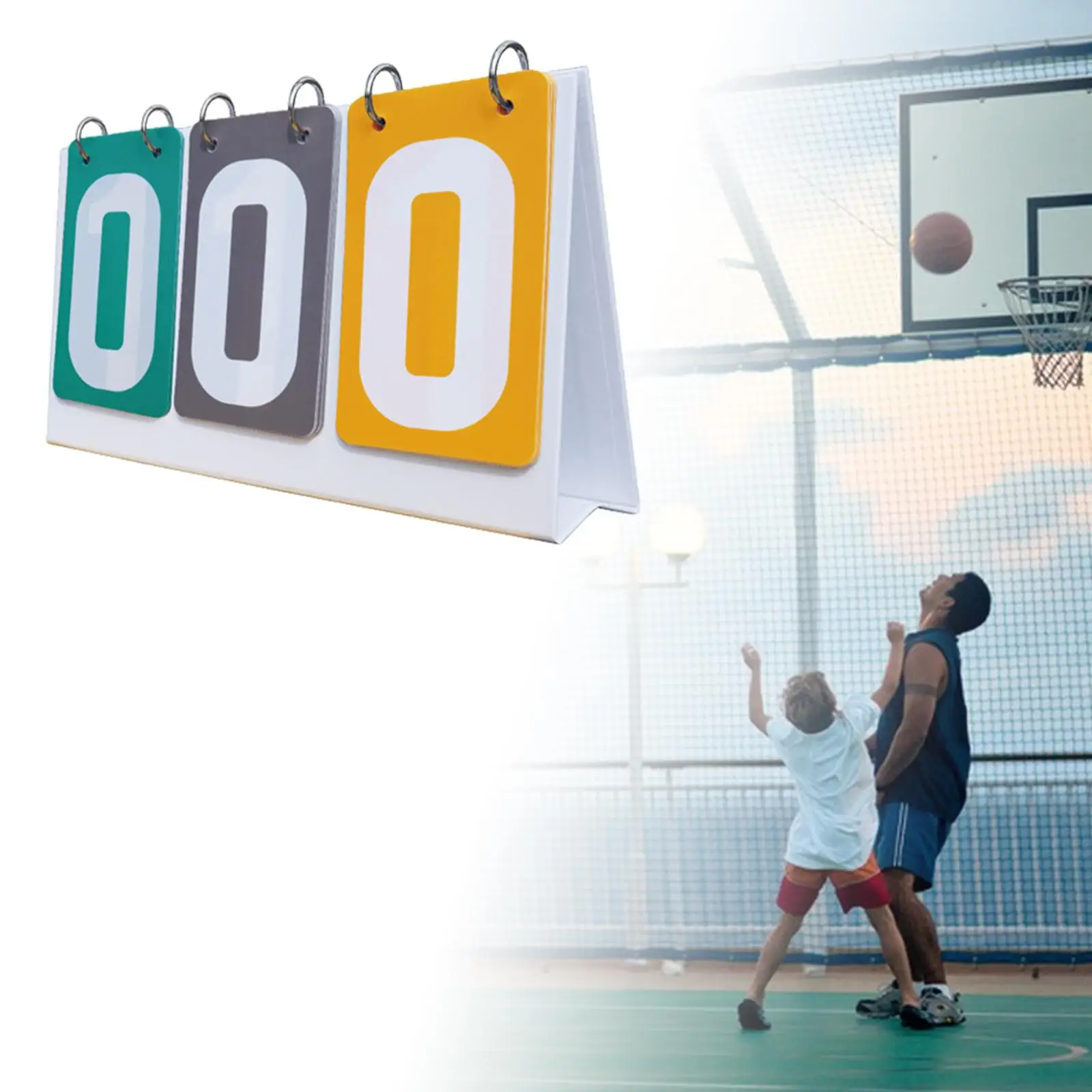 Sports Scoreboard 3 digits Tabletop Score Flippers Flip Score Board for Competition Badminton Tennis Ball Football Volleyball