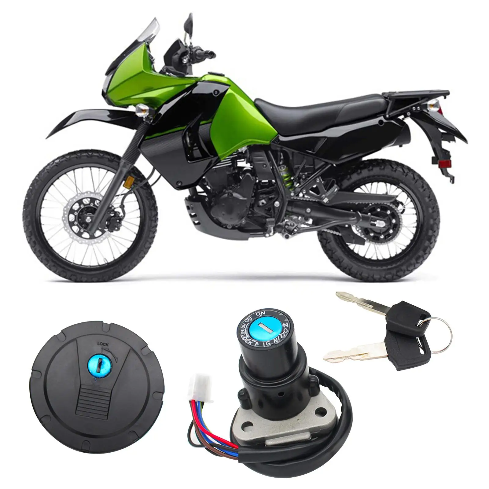 Ignition Key Switch Replaces Barrel Lock Cylinder for Kawasaki Klr650