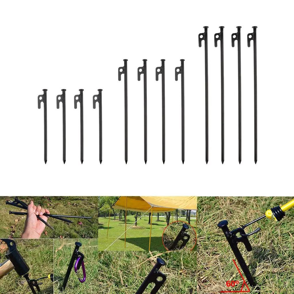 MagiDeal 4pcs Forged Steel Tent Pegs Unbreakable Inflexible Heavy Duty Camping Stakes Camping Stakes Tent Accessories