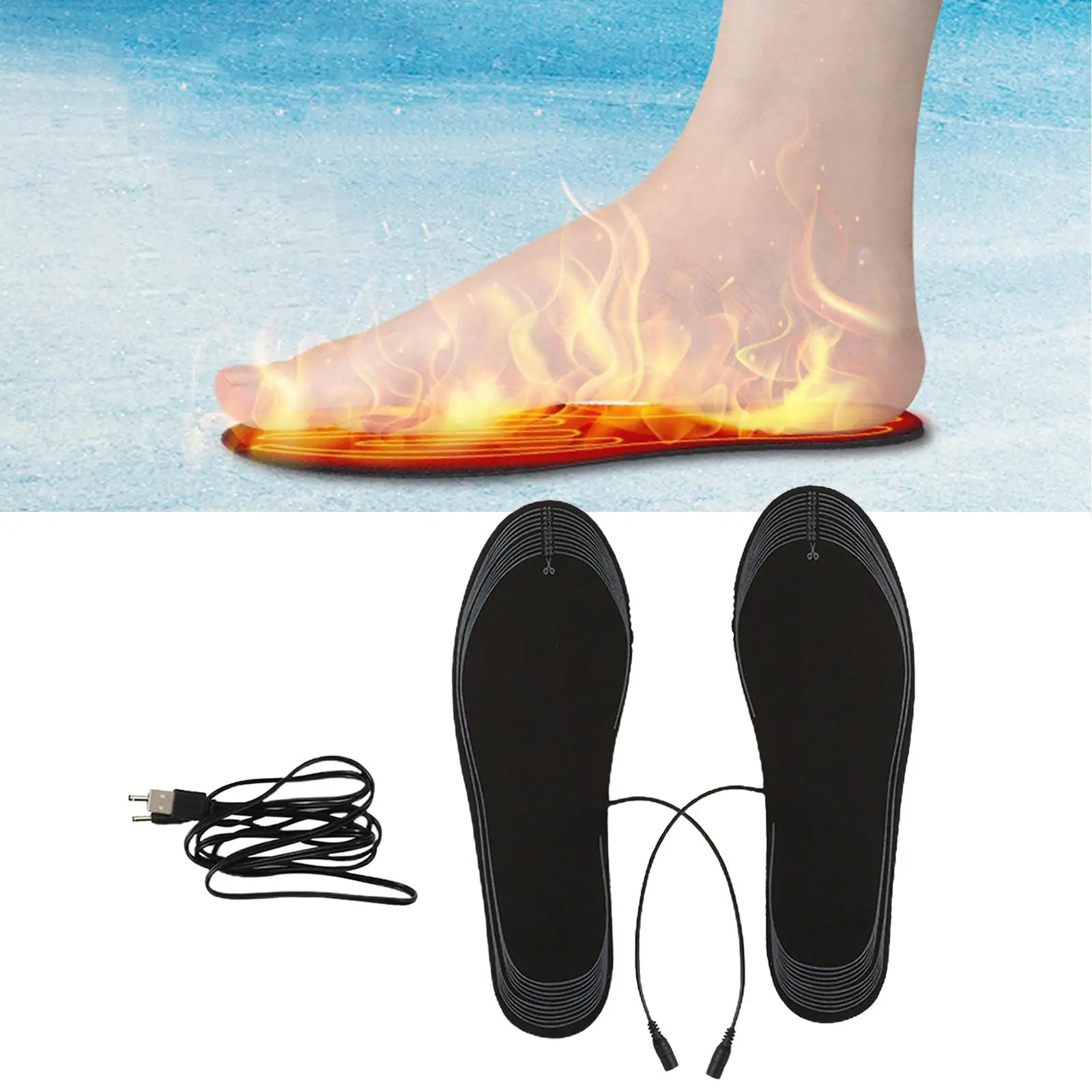 USB Electric Heated Shoe Insoles Heat Boots Warm Socks Winter Foot Warmers