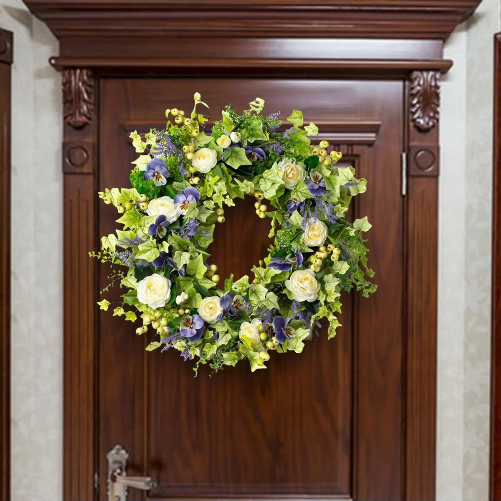 40cm Front Door Wreath Berry Floral Artificial Flowers Garland Greenery Leaf Hanging for Backdrop Wedding Bouquet Home Window