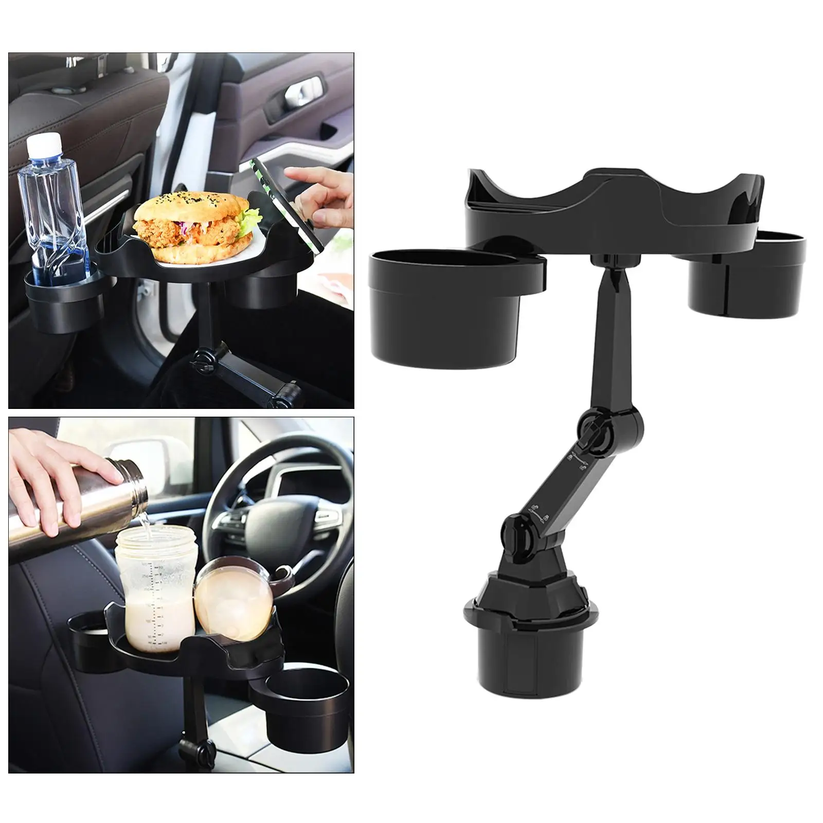Car Cup Holder Food Tray Expander Fits for Eating Travel Most Vehicles