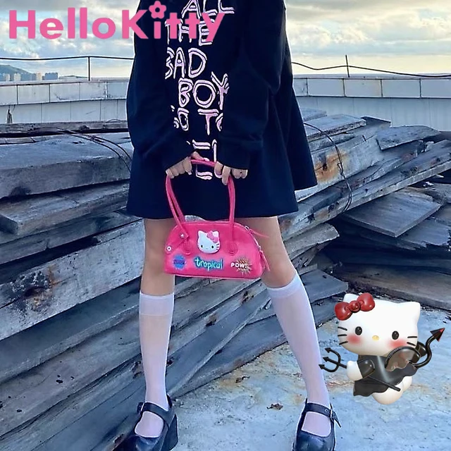 New Sanrio Handbag Kawaii Hello Kitty Cartoon Y2k Cute Leather All-Match  Anime Portable Large-Capacity Travel Messenger Bag Gift - AliExpress