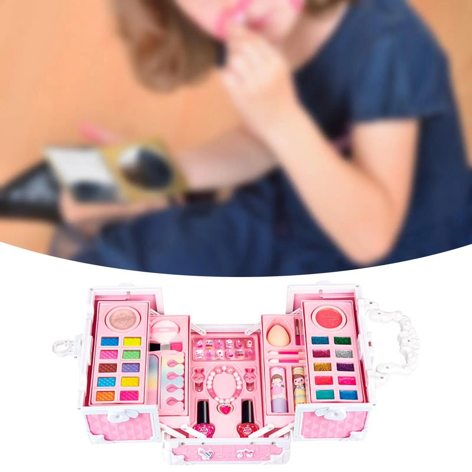 Pretend Play Makeup Beauty Set Role Play Games Kids Washable Makeup Girls Toys Kids Makeup Kits for Toddlers Princess Dress up