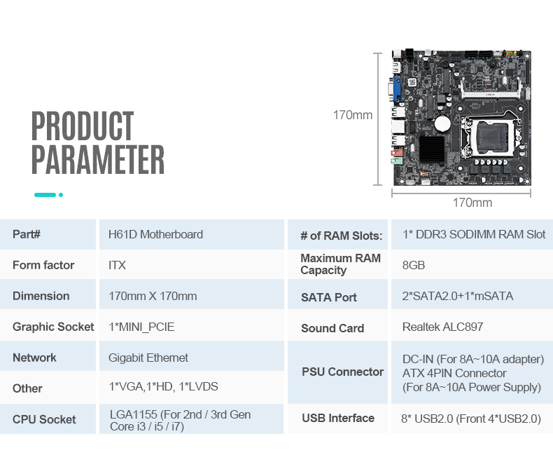 Title 3, SZMZ ITX H61 mini PC Kit with core i3 3240 CPU ...