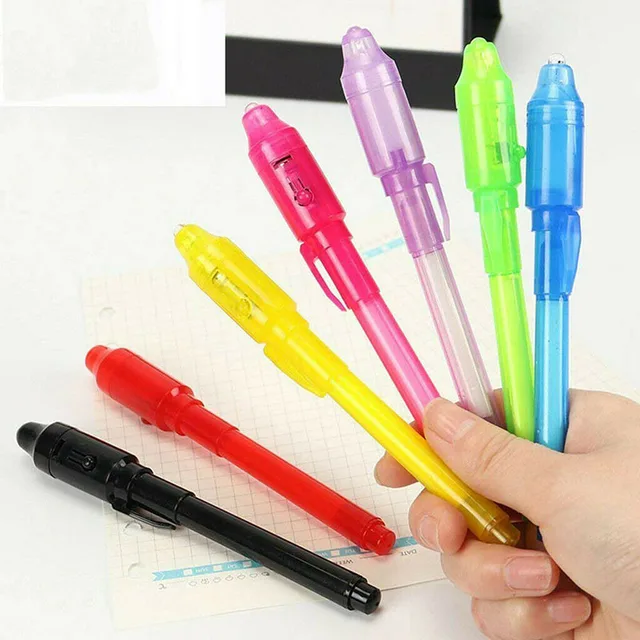 Bolígrafo de tinta Invisible con luz UV mágica, lápiz para dinero, mensaje  secreto, bolígrafo de dibujo fluorescente, bolígrafos, juguete para niños  JAMW Sencillez