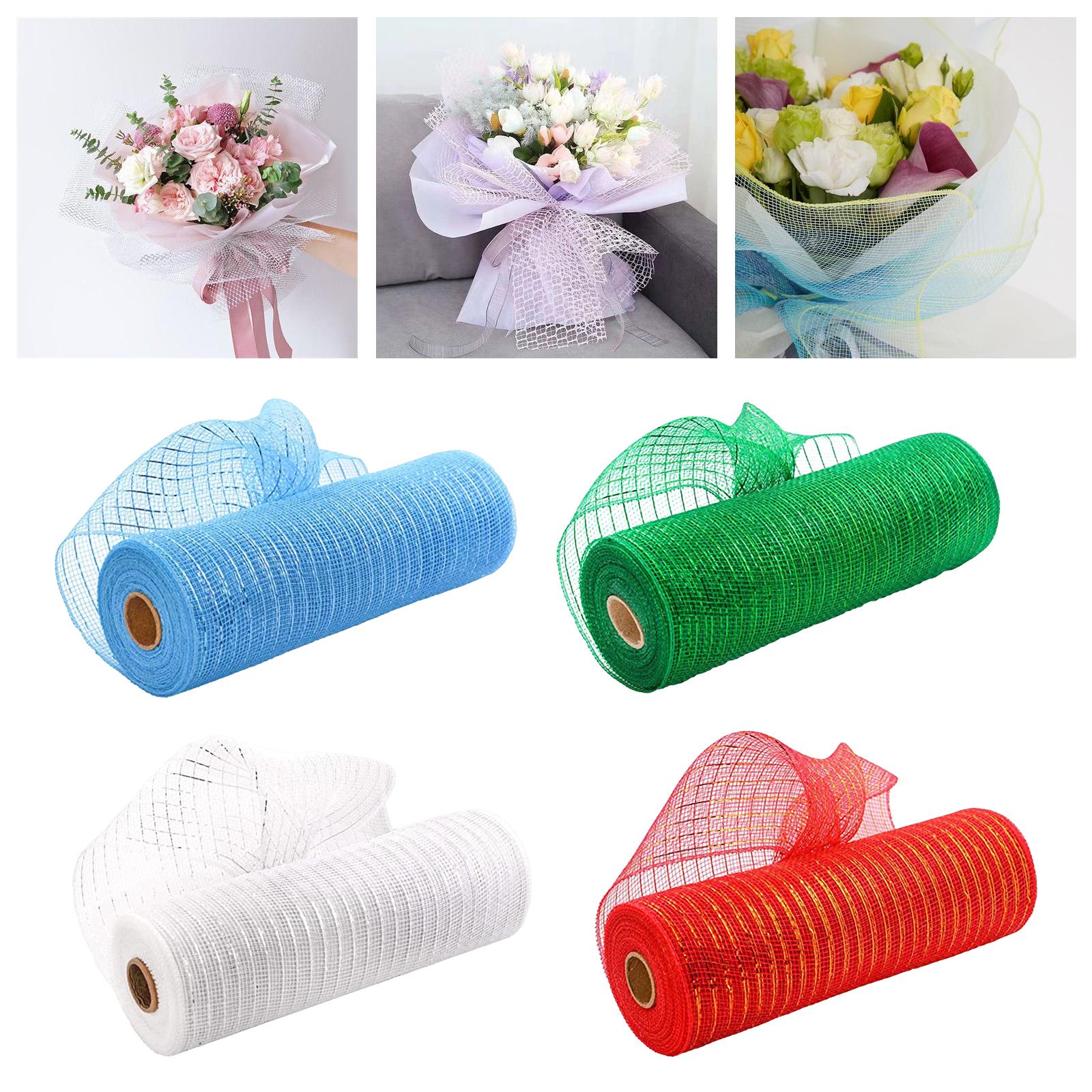 Mesh Ribbon Rolls Metallic Foil 10Yards 10inch 4 Rolls Poly Mesh Ribbon for Wreath