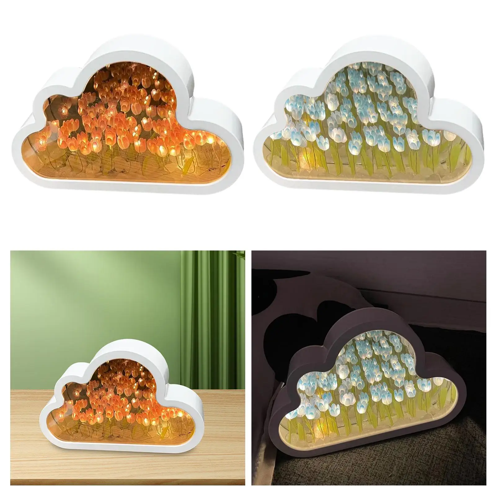 DIY Clouds Night Light Photo Frame Table Lights Small Night Light Table Lamps for Holiday Party Living Room Desktop Gifts