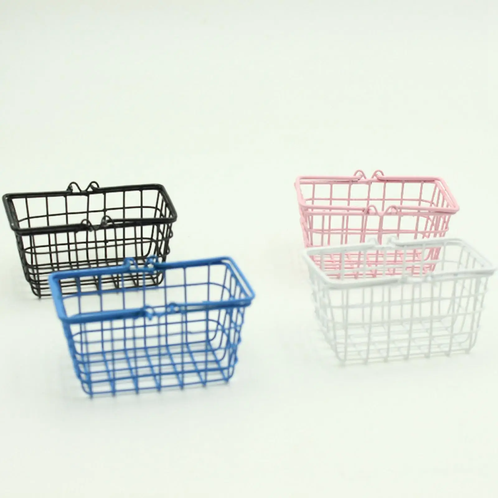 1:12 Scale Simulated Clay Basket Pretend Playing Toy Simulation Miniature Shopping Basket for DIY Model Doll House Accessories