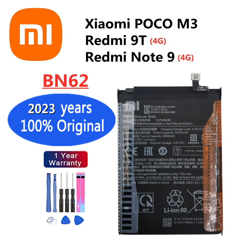 Аккумулятор BN62 2023 мАч для Xiaomi POCO M3 / Redmi 9T Note 9 4G, сменные  батареи и инструменты, 6000 год | AliExpress