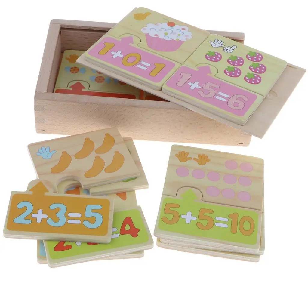 Wooden Montessori Arithmetic Cards with Box for Kids Toddler Preschool Children Mathematics Educational Toy,  Recognition Toy
