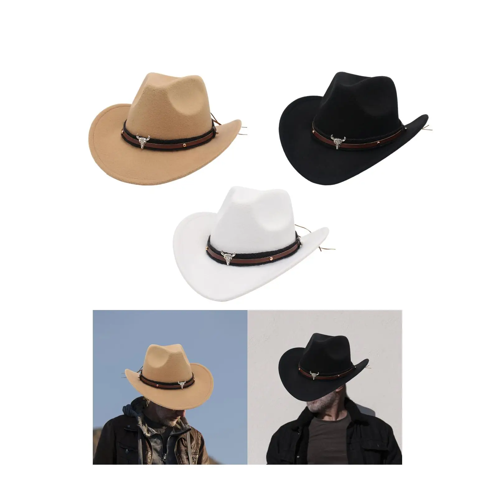  Cowgirl Hat Photo Props Decoration Big Brim Fashion Cosplay Summer Casual Sun Hat for Unisex Travel Rodeo Fishing Hiking