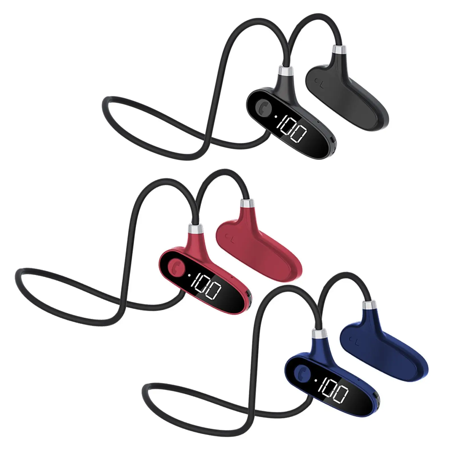 Sport Bone Conduction Headphones Earphones Open-Ear Bluetooth , Built in Microphone