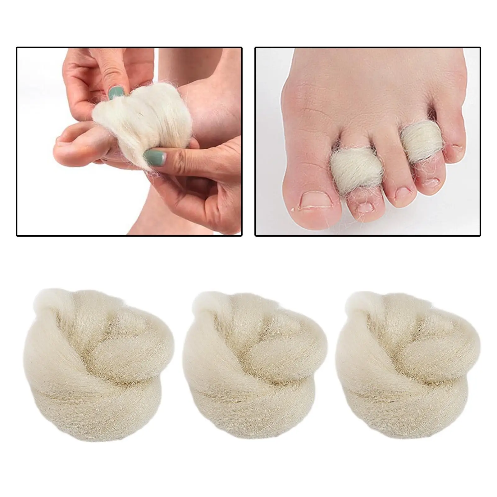 3 Count Wool Cushioning Toe Separator Regulate Temperature Hiking Blister Pads ,  The Friction  The Socks Natural