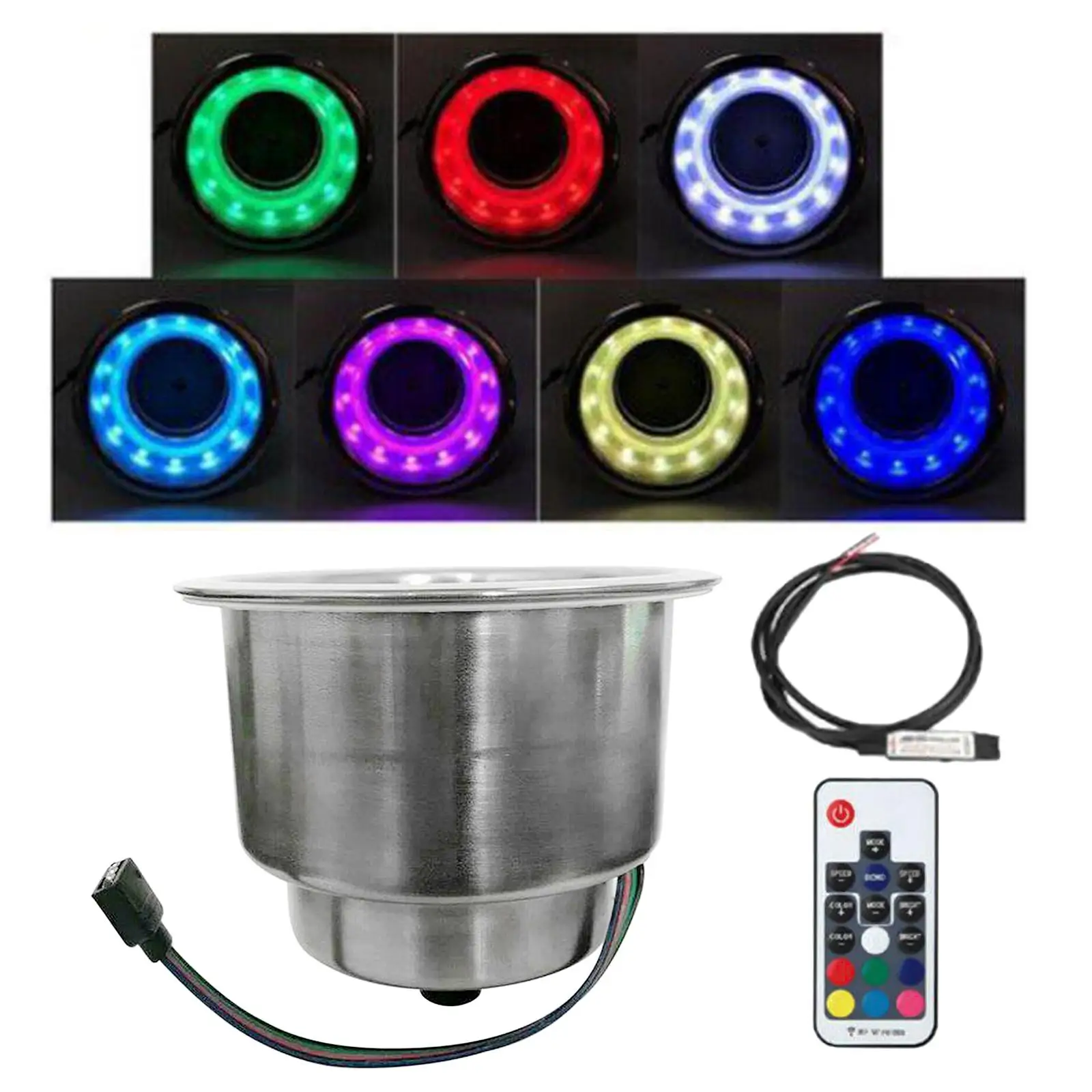 RGB Light Stainless Steel cup Holder with Remote Control for Marine,