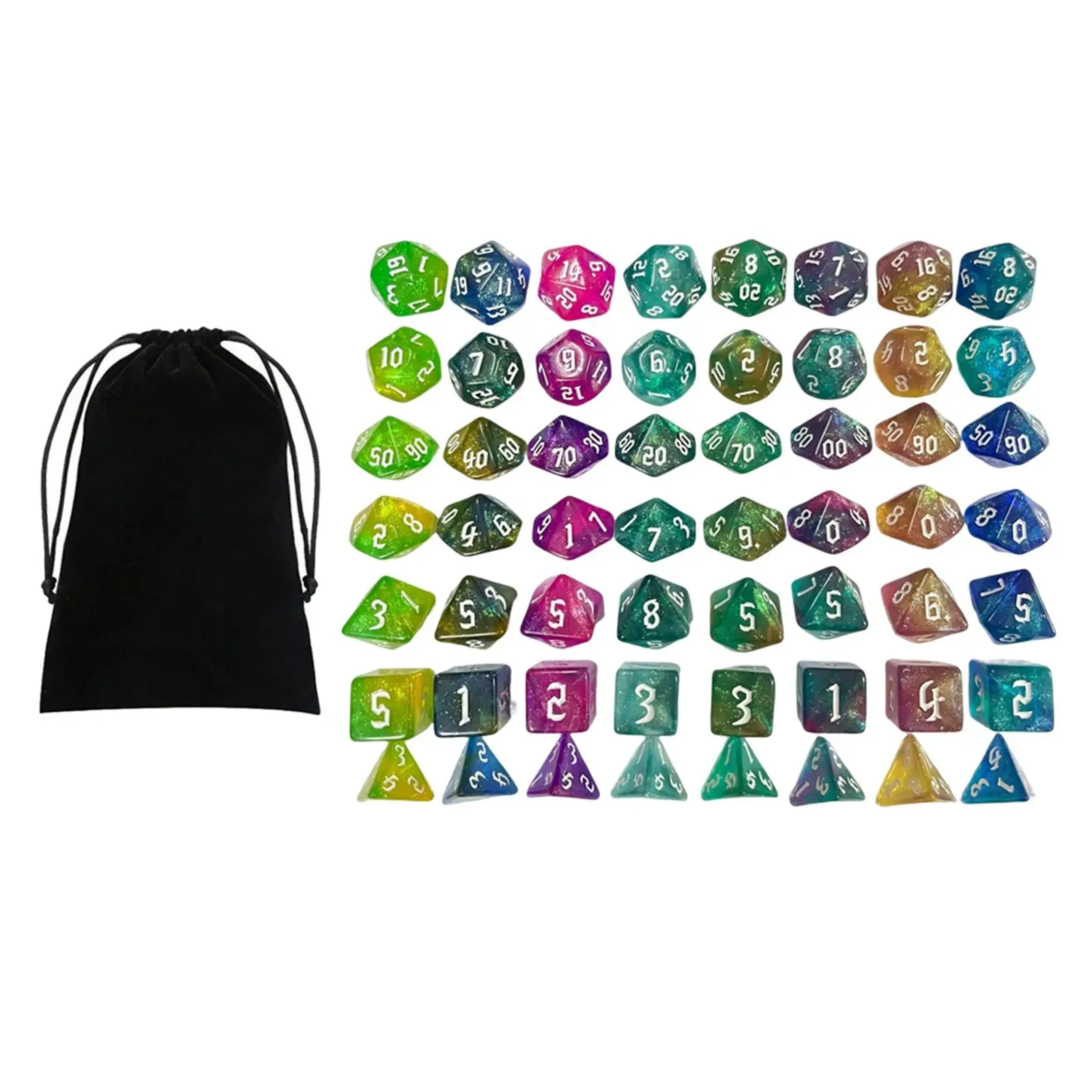 Engraved Polyhedral Dices Set Entertainment Toy 56x Game Dices Rolling Dices for Board Game Props KTV Roll Playing Games Parties