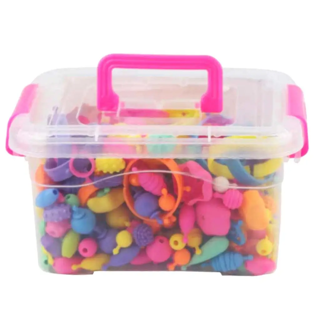 300pcs   Snap Beads with Carry Case, Jewelry Making Kit & Beading Toy Supplies