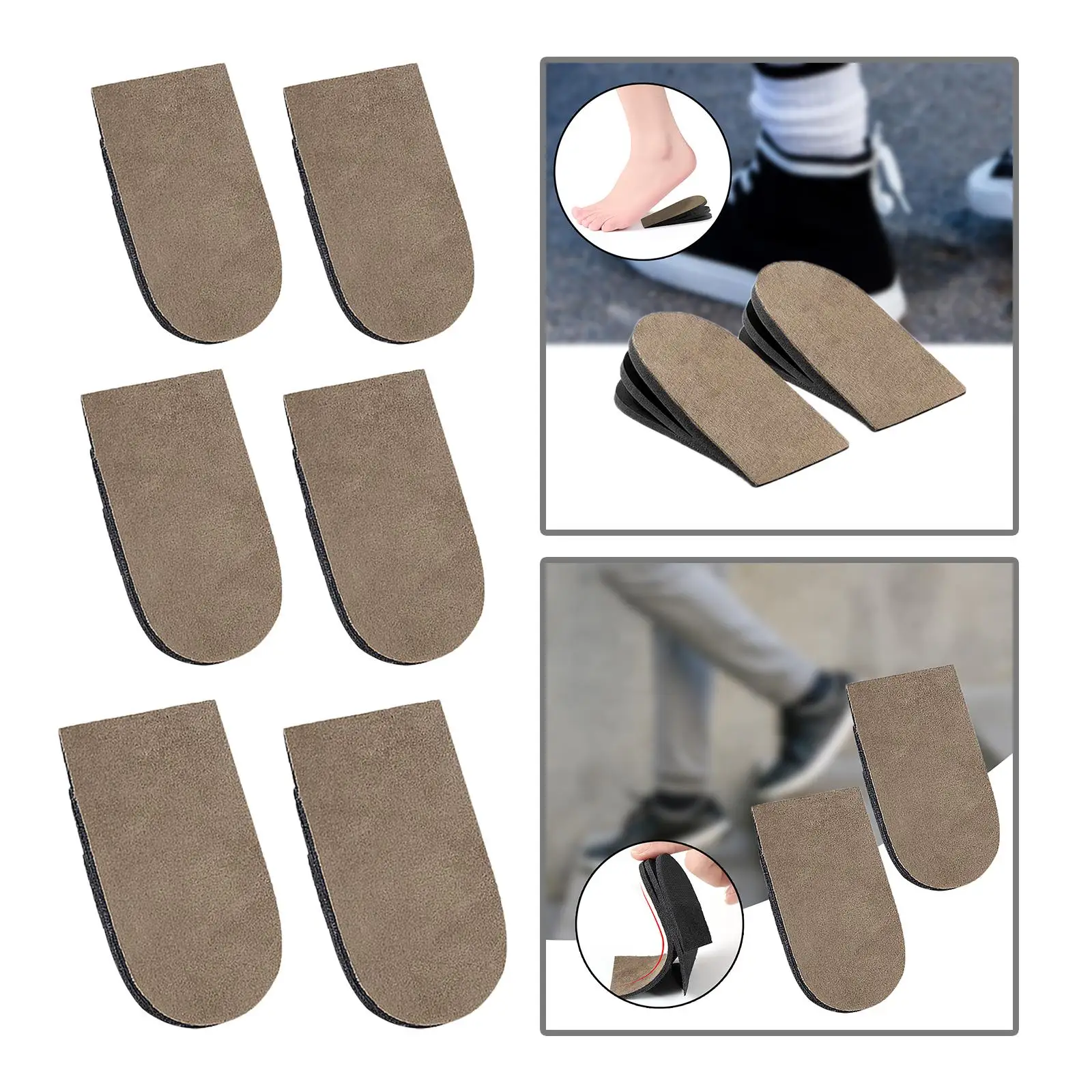 1 Pair Height Increase Insoles adjustable Shock Absorption Shoe Lifts Elevator Heel Cushion Inserts for Men Women Unisex