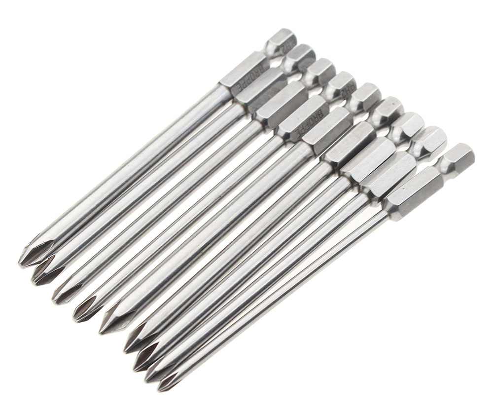 9-teiliges magnetisches Philips-Schraubendreher-Set, 1/4 Zoll, 6,35 mm Schaft, S2-legierter Stahl, 75 mm, 100 mm, 150 mm lang, magnetischer Sechskant-Schraubendreher-Bit – Detail 8