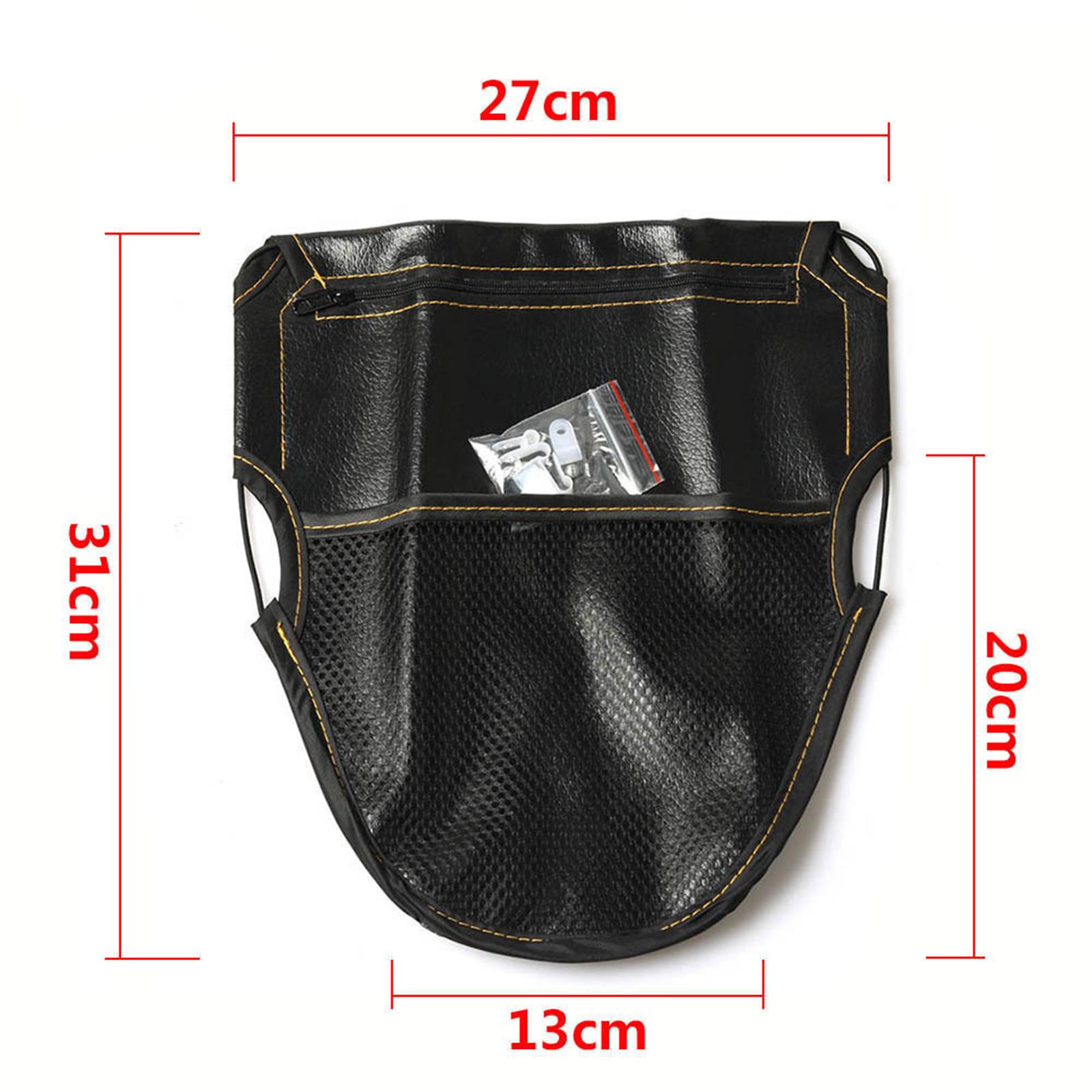 Black Leather Motorcycle Scooter Under Seat Storage Pouch Bag Easy Install