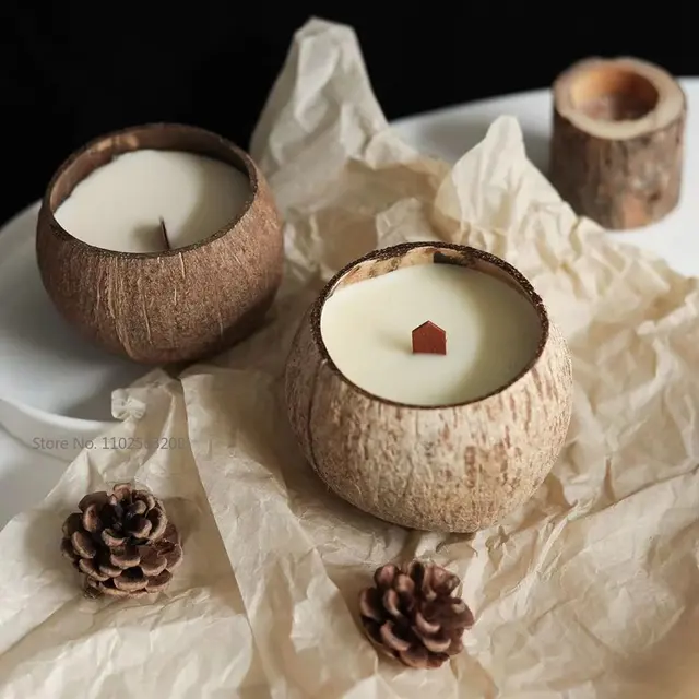 Natural Coconut Shell Bowl Innovative Decorative Handmade Storage Bowl  Candle Holder Coconut Candlestick Making Candle Bowl - AliExpress