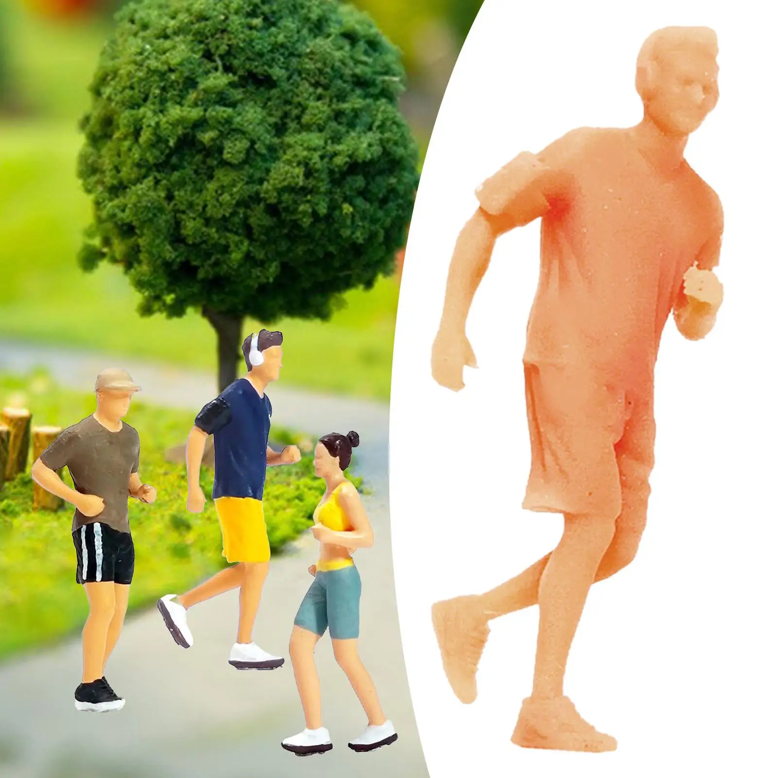 1:64 Scale Unpainted Tiny Running Figure Collections Trains Architectural Desktop Ornament Dioramas Resin Model Decoration