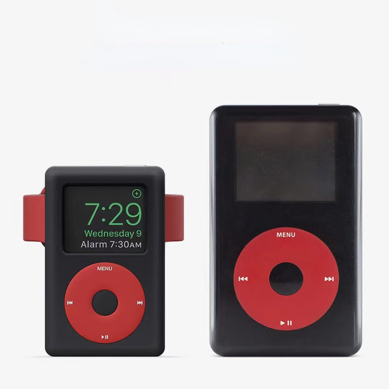 Ladestation für Apple Watch, Ladestation, Dock-Halter, Silikon, Retro-MP3-Player-Design, weiche Halterung für iWatch 8, 7, 6, 5, 4, 3 SE – Detail 6