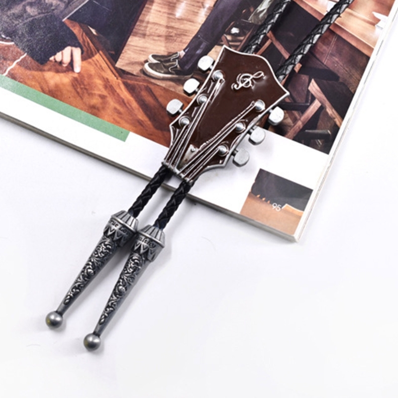 Western Bolo Krawatte Gaitar Bolo Krawatte Cowboy Leder Krawatte Moranse Bolo Krawatte Gaitar Musik Halskette Pullover Kette Halskette Dxaa – Detail 3