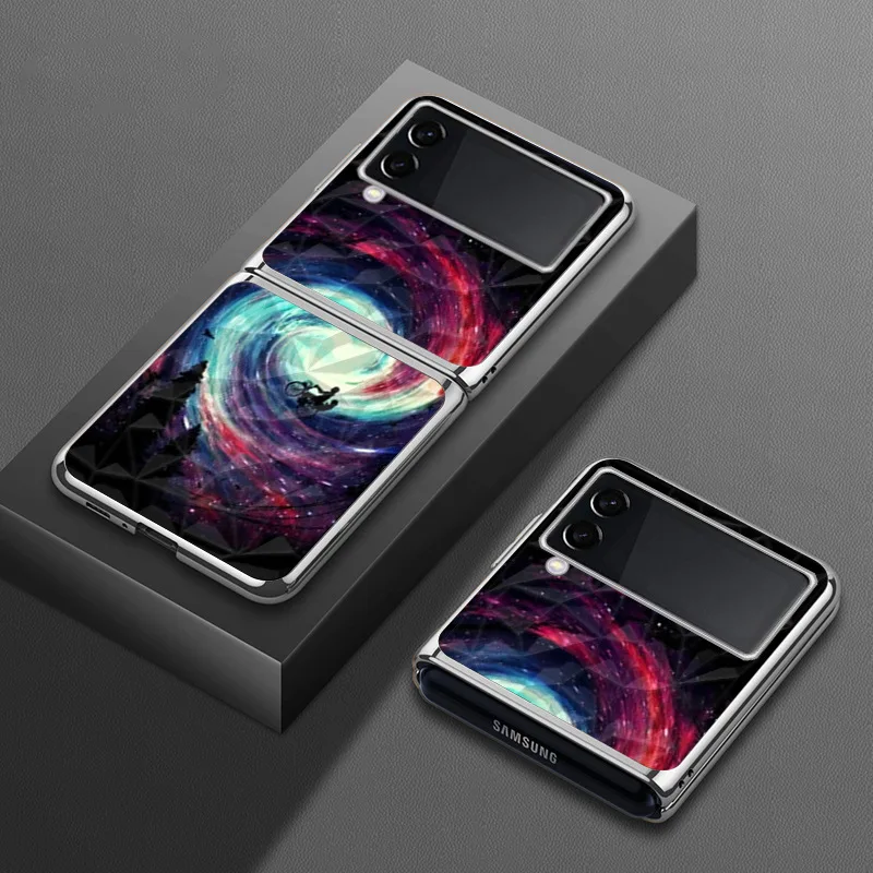 galaxy z flip3 5g case Through The Starry Black Hole Case for Samsung Galaxy Z Flip 3 5G Case Z Flip3 PC Hard Shockproof Back Cover Phone Case samsung galaxy z flip3 phone case