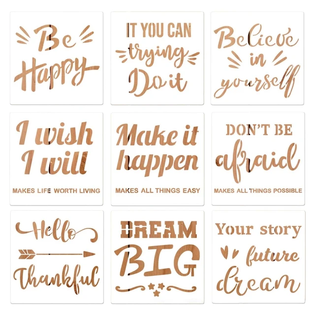 1Set Word Pattern Plastic Drawing Templates Inspirational Word