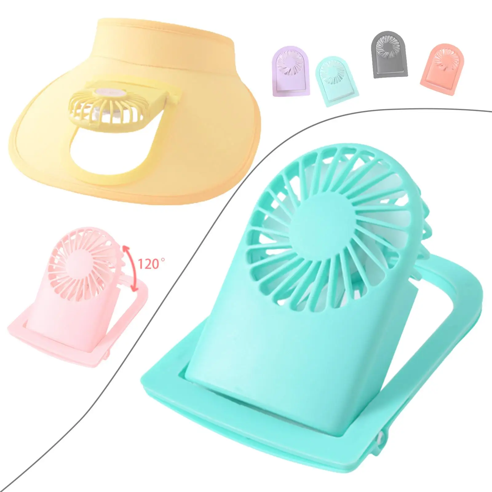 Fan for Sun Visor Hat Three Speed Portable Small Fan for Camping Toilet