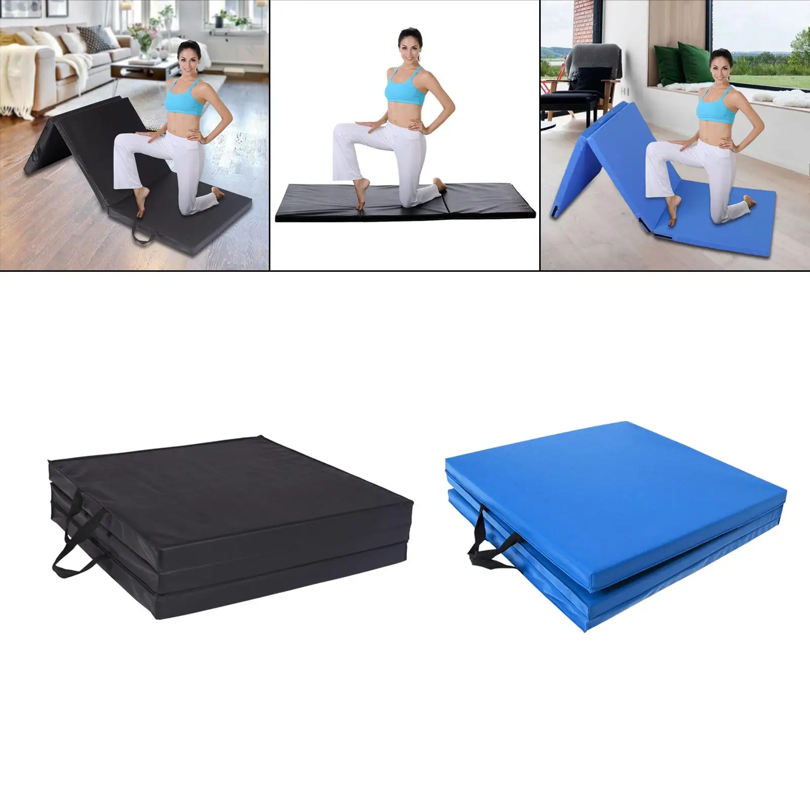  Folding Exercise  and  3 Panel with Carrying Handle Waterproof for Pilates, Stretching, Tumbling, Trainer, Core Workouts