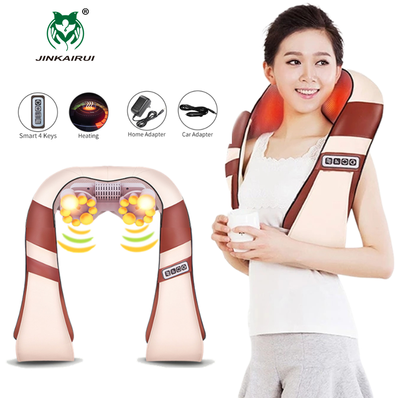 Best of JINKAIRUI Car / Home Cervical Shiatsu Neck Massager For Pain Relief Electric Smart Kneading Back Abdomianl Heating Massage Cape Reviews & Tips