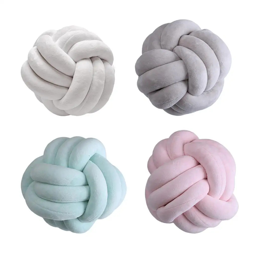 Breathable Modern Household Plush Knot Ball  For Bed Ornament Dia 8.6
