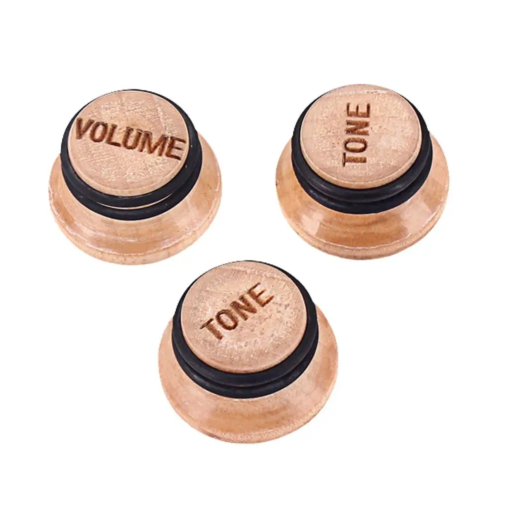 3pcs Wooden  Control Knob Switch for Electric Guitar Replacement Parts