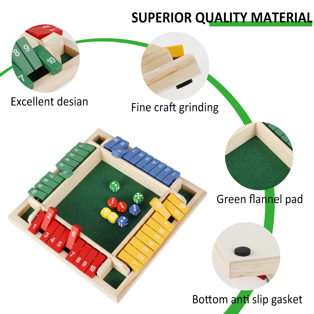 4 игрока, деревянные настольные игры, 4-сторонний игровой набор с 8  цветными кубиками для семейвечерние, паба, бара, игр | AliExpress