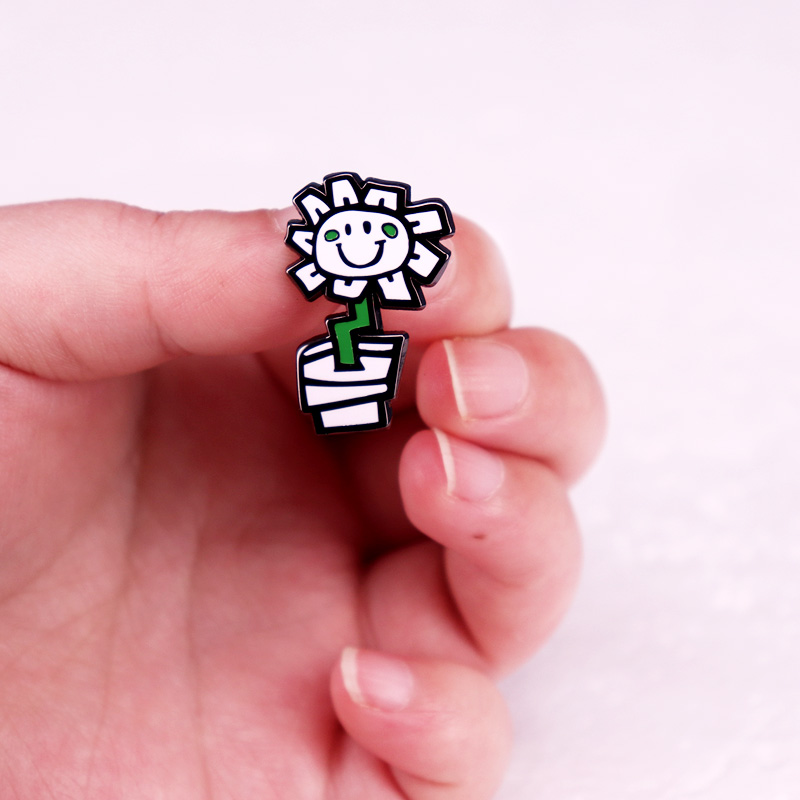 Niedliches Cartoon-Sonnenblumen-Abzeichen, amerikanische Rockband, Musikalbum, Emaille-Anstecknadel, Brosche, Schmuck – Detail 4