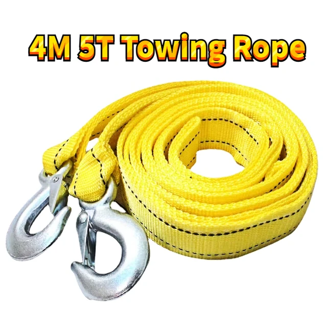 4M Heavy Duty 5 Ton Car Tow Cable Towing Pull Rope Strap Hooks Van Road  Recovery for Audi Benz Buick Skoda Mazda Ford Toyota BMW - AliExpress